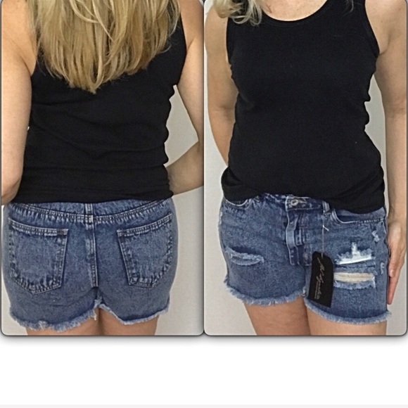 Shorts Distressed Medium Wash Denim Jean XS S - Picture 5 of 6